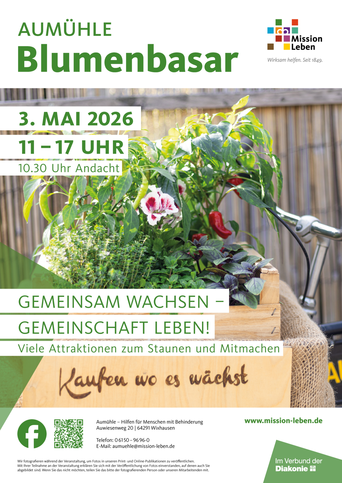 Plakat zum Blumenbasar 2026 am 3. Mai